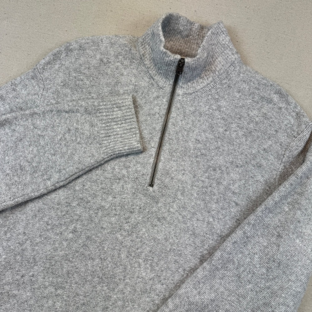 Abercrombie & Fitch Large Quarter Zip Sweater Mens Gray Stretch Cotton Blend
